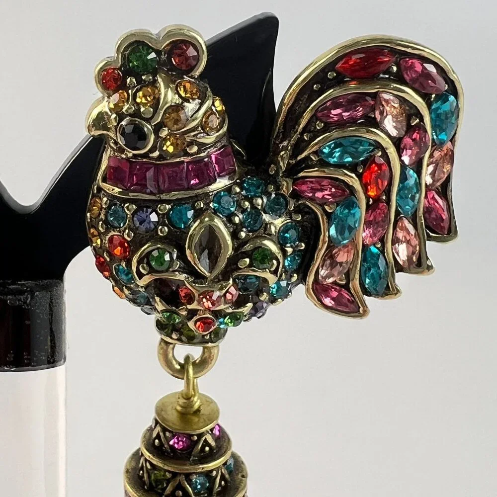Heidi Daus Statement Rule The Roost Multicolor Crystal Beaded Drop Earrings - Picture 7 of 8